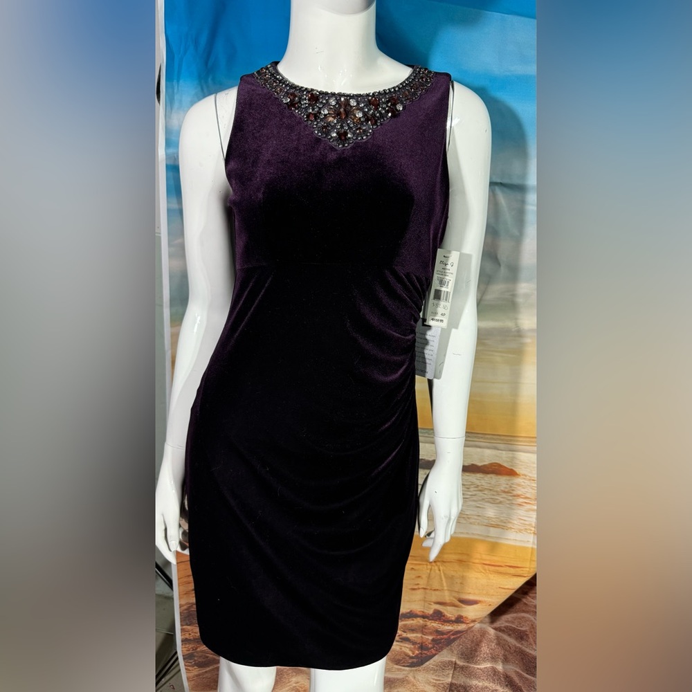 Eliza J Bejeweled Velvet Dress